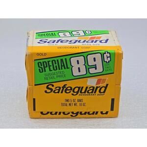 2 Pk Vtg "89 Cent" Safeguard Gold Deodorant Bar Soap 5 Oz Each Bar Bath Size NOS